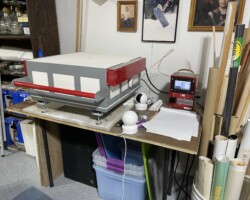 This is a Kiln that has a controller. The temperature can be regulated.